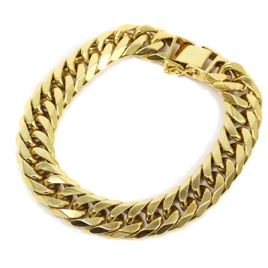 ノーブランド 喜平 人気海外一番 6面カット ダブル ブレスレット メンズ イエローゴールド 送料無料 K18ゴールド ジュエリー No Brand