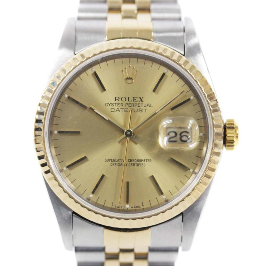 オーバーホール済み 新品仕上げ済み ロレックス デイトジャスト 腕時計 メンズ 自動巻き S番 送料無料 Rolex コンビ Ref 営業 シャンパン文字盤