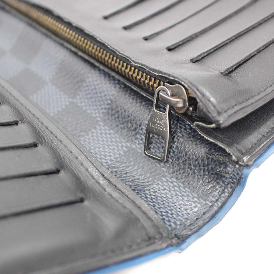 【美品】ルイヴィトン ダミエ コバルト 長財布 ブラザ メンズ ネイビー系 LOUIS VUITTON ルイヴィトン ダミエ コバルト ポルトフォイユ ブラザ