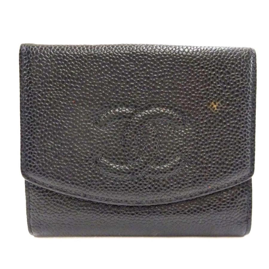 CHANEL(シャネル) Wホック財布 - 黒 CHANEL（シャネル） キャビア・Wホック財布 Bランク. : 質屋さのや