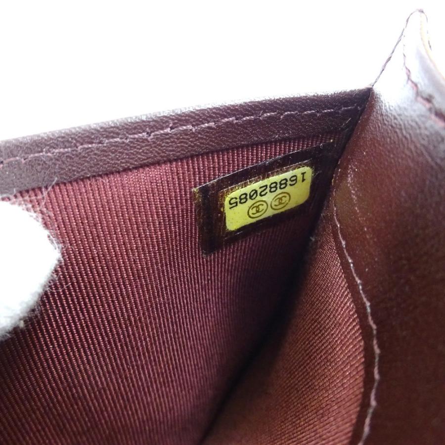シャネル 美品 エナメル 長財布 マトラッセ ダークブラウン ブラウン