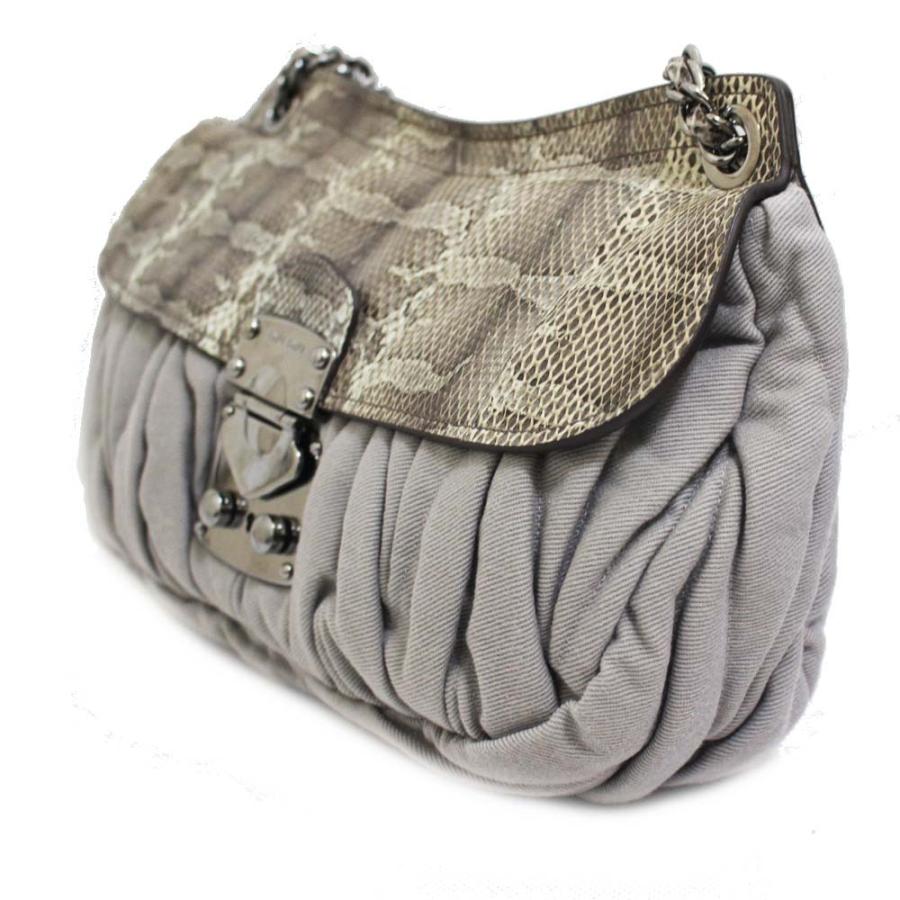 【R】miu miu グレー ショルダーバッグ MIU MIU - 【美品】MIU MIU ショルダーバッグ キャンバス グレー
