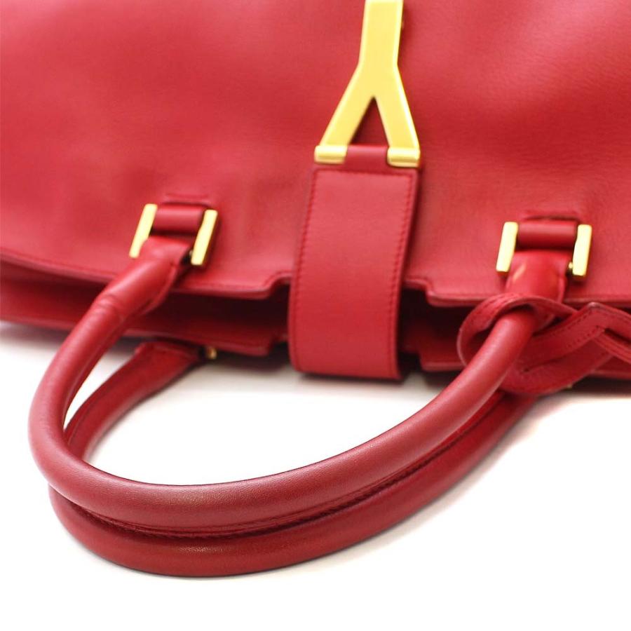サンローラン赤いレザー ハンドバッグ Y字型金具付き サンローランパリ Yライン ハンドバッグ レディース レザー レッド