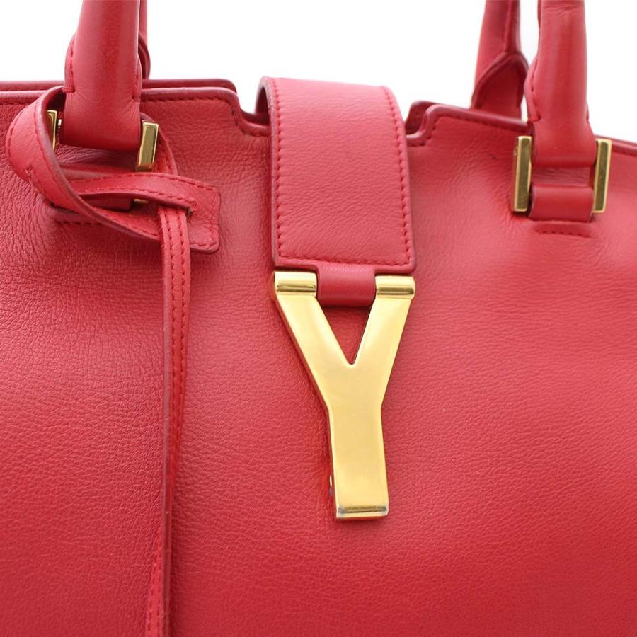 サンローランパリ Yライン ハンドバッグ レディース レザー レッド