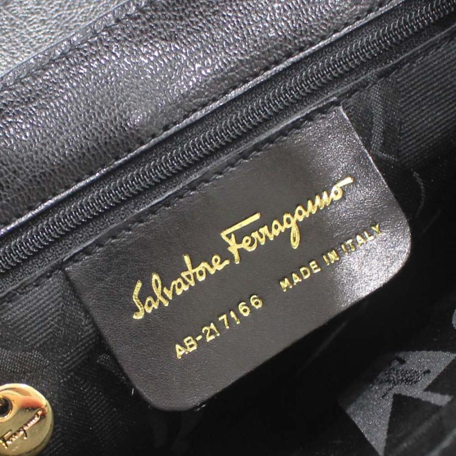 サルヴァトーレフェラガモ ガンチーニ AF-21 0290 レザー ブラック Salvatore Ferragamo】フェラガモ『ガンチーニ ハンドバッグ』AF-21