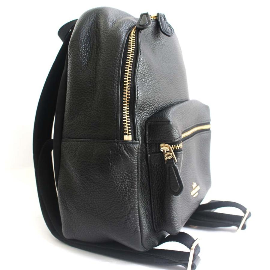 美品 コーチ レザー リュック ジョーディン シグネチャー ロゴ金具 ブラック 極美品 コーチ レザー リュック ジョーディン シグネチャー