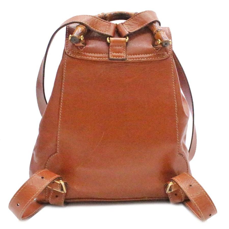 【5pb2697】グッチ リュック・デイパック バンブー 003 1705 0030 レザー ブラウン ゴールド金具【中古】レディース GUCCI（グッチ） バンブー リュック・デイパック レディース レザー