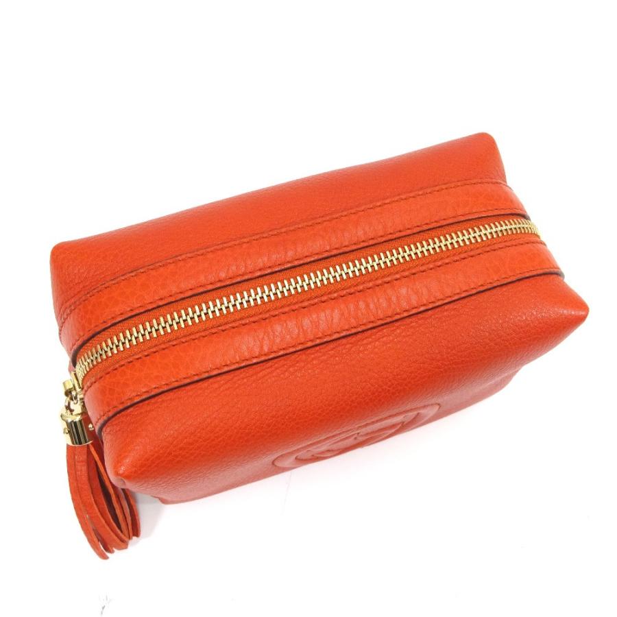 K2393 未使用!! グッチ ソーホー レザー コスメポーチ GUCCI 【値下げ商品】美品 グッチ フリンジチャーム コスメ