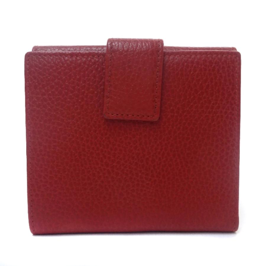 GUCCI グッチ 財布 GGマーモント 456122 レッド レザー レディース Wホック 二つ折り 財布 ゴールド金具 美品【本物保証】 GUCCI（グッチ） プチ マーモント Wホック 二つ折り財布 レディース