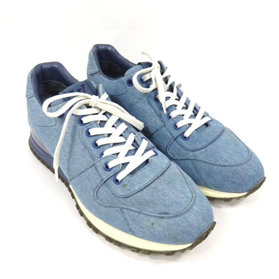 数量限定 ルイ ヴィトン ランアウェイ ライン ローカット スニーカー メンズ デニム レザー ブルー系 Go0195 中古 Louis Vuitton 魅了 Sushi Tecnotic Cl
