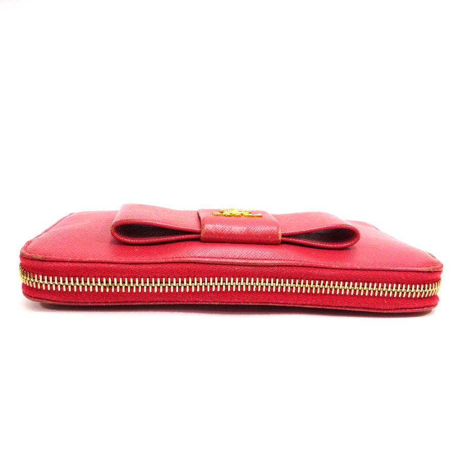 PRADA サフィアーノ リボン 長財布 ピンク 1M0506 箱・カード付き PRADA（プラダ） リボン 長財布 レディース 型押しレザー ピンク