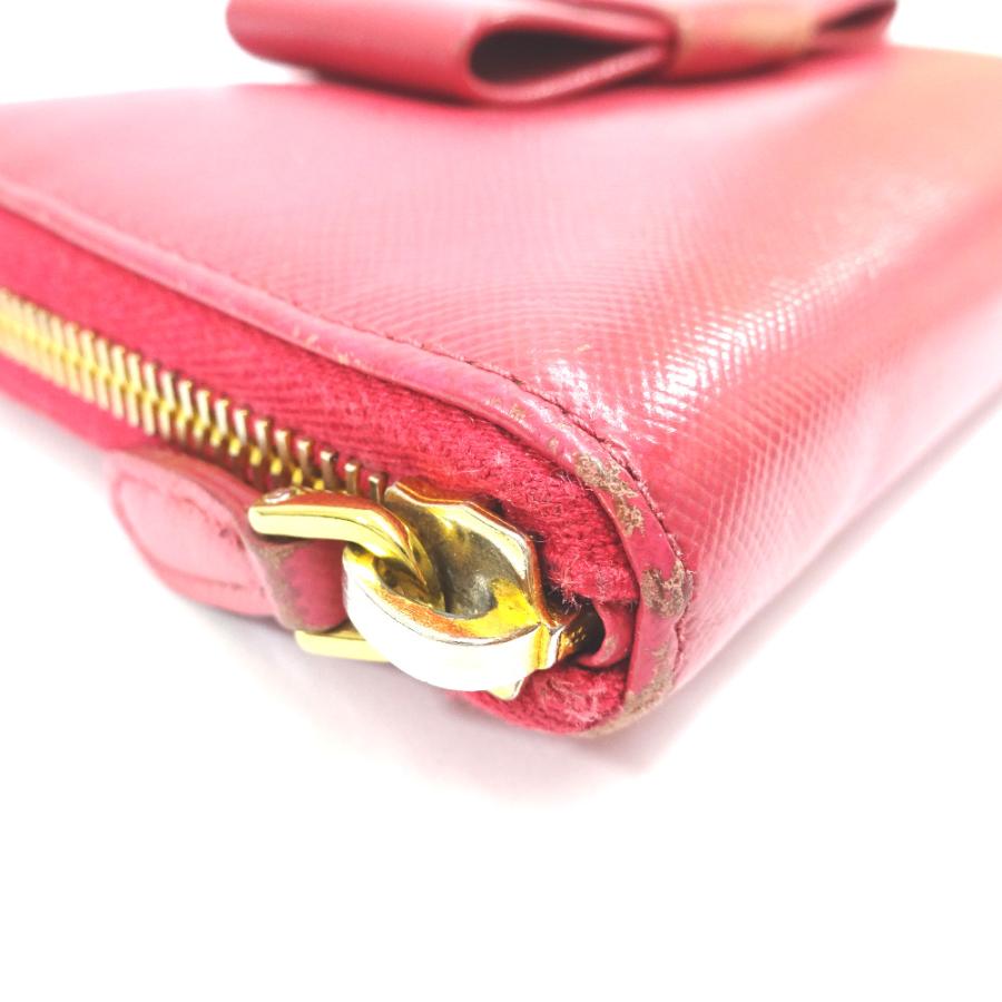 PRADA（プラダ） リボン 長財布 レディース 型押しレザー ピンク