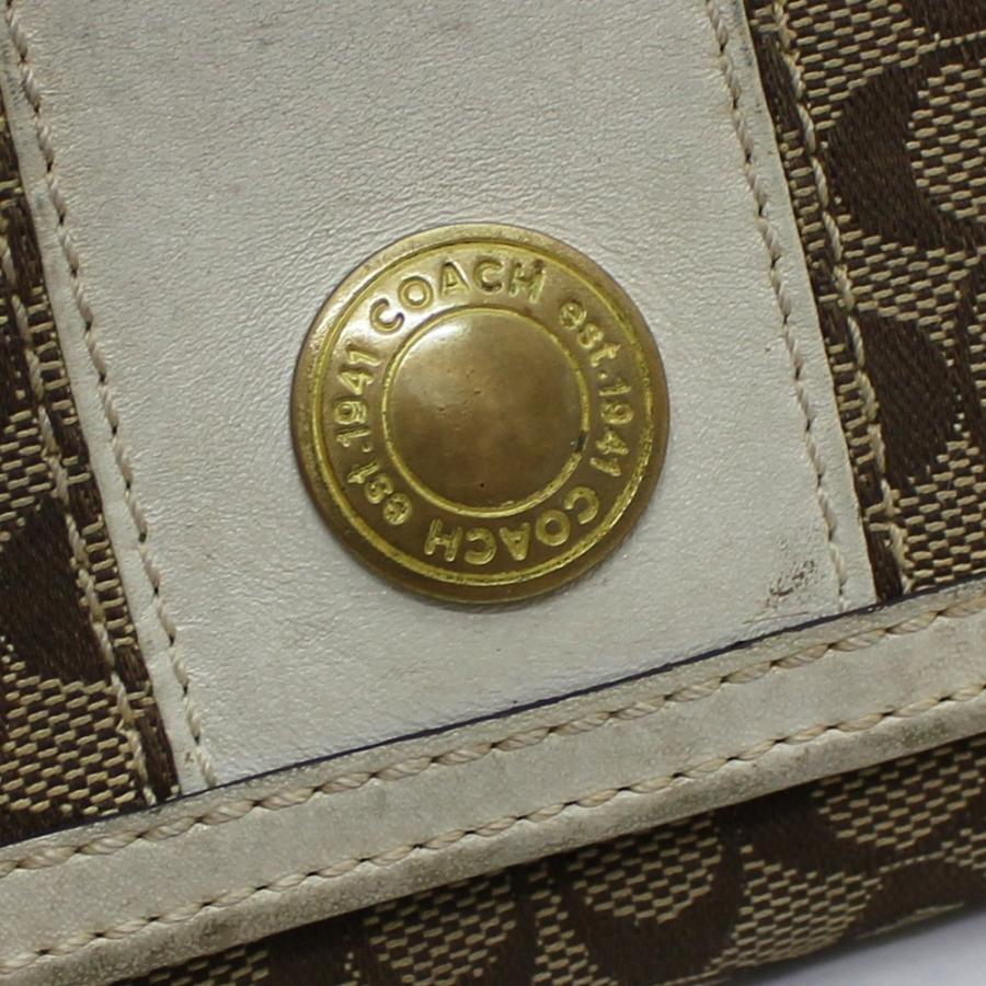 【新品未使用】COACH コーチ 二つ折り財布 シグネチャー ベージュ 茶 コーチ COACH アウトレット 二つ折り財布 シグネチャー ミニ財布
