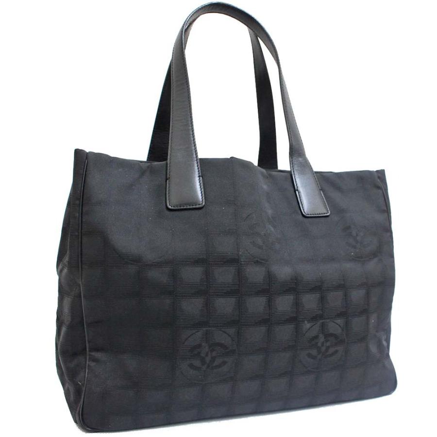 シャネル ニュートラベルライン トートMM トートバッグ A15991　 ブラック ナイロン レザー レディース CHANEL 【中古】 CHANEL（シャネル） トートMM ニュートラベルライン トートバッグ