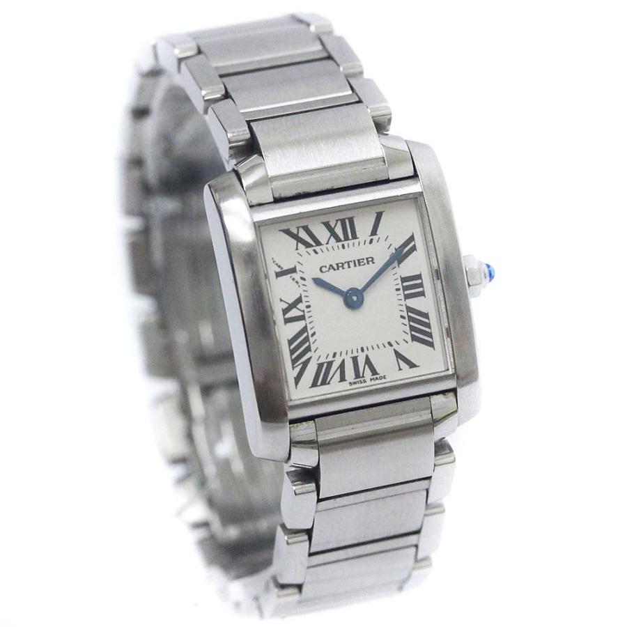 シルバー 送料無料 タンク 腕時計 Wq3 レディース シルバー カルティエ Cartier アイボリー文字盤 Cartier 腕時計 Xx Cs ゴールドエコヤフー店 フランセーズsm 中古 クオーツ