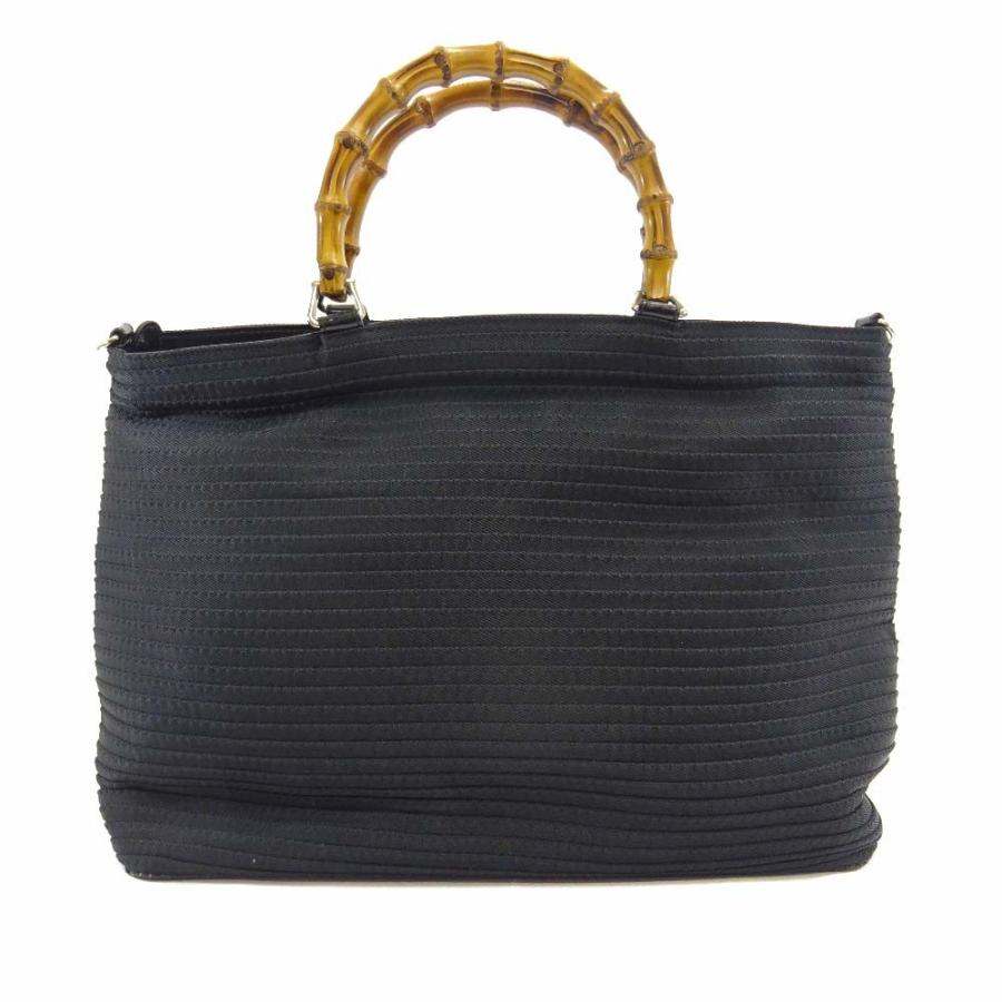■GUCCI（グッチ）美品 /ナイロン×レザー/ハンドバッグ/ブラック 黒 GUCCI（グッチ） バンブー ハンドバッグ トートバッグ レディース