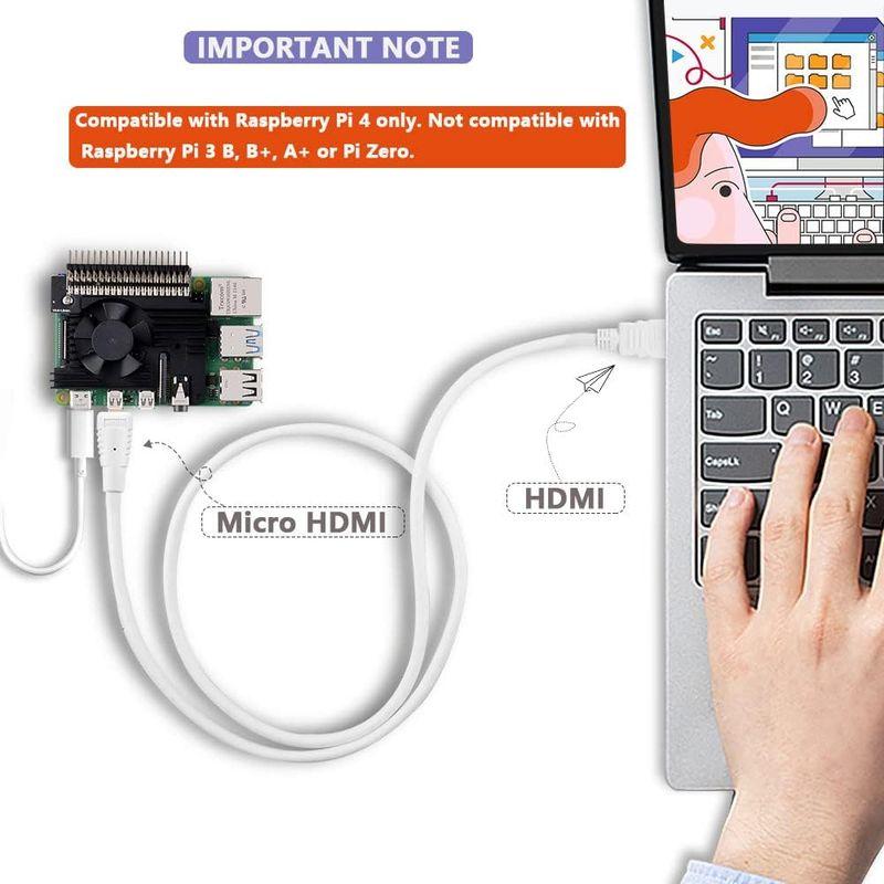 GeeekPi HDMI ケーブル 1m ホワイト Raspberry Pi 4 Micro HDMI-HDMI ケーブル Raspberr｜golden-kagetsu-mart｜06