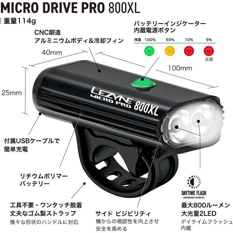 日本正規品 LEZYNE(レザイン) 自転車 ライト MICRO DRIVE PRO 800XL 防水フロントライト(800ルーメン)｜golden-kagetsu-mart｜04