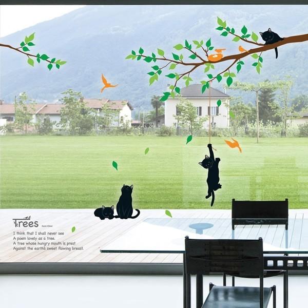 ウォールステッカー 穏やかな午後 猫 ネコ 黒猫 クロネコ シール 北欧 木 枝 葉 ツリー アニマル 動物 どうぶつ おしゃれ 植物 Kr 0043 ゴールデンレシオ 通販 Yahoo ショッピング
