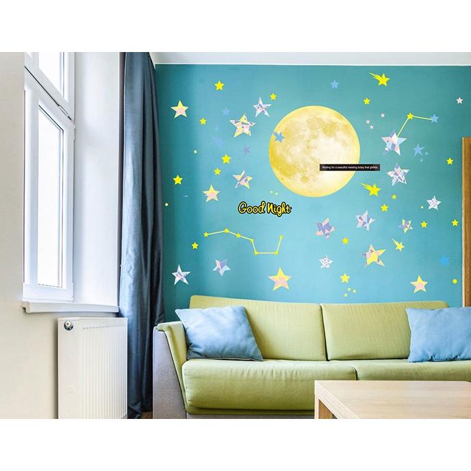 ウォールステッカー月と星 蛍光 子供部屋 Kr 0100 ゴールデンレシオ 通販 Yahoo ショッピング