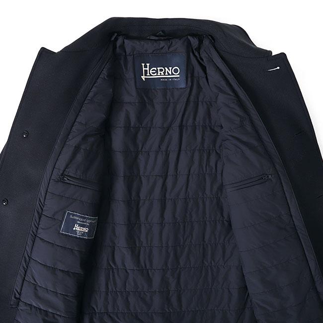 HERNO ヘルノ ウールナイロン ツイード デタッチャブルフード付き ステンカラーコート CA000137U バルカラーコート メンズ ...