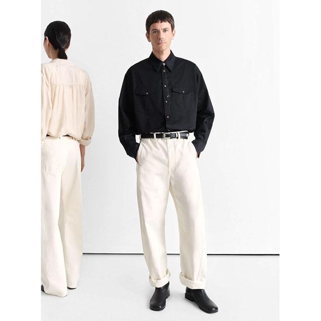 LEMAIRE ルメール ツイスト ベルテッドパンツ PA326 LD1034 白 LEMAIRE ルメール ツイスト ベルテッドパンツ PA326 LD1034 白