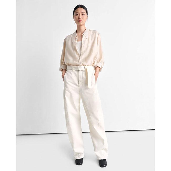 LEMAIRE ルメール ツイスト ベルテッドパンツ PA326 LD1034 白 LEMAIRE ルメール ツイスト ベルテッドパンツ PA326 LD1034 白