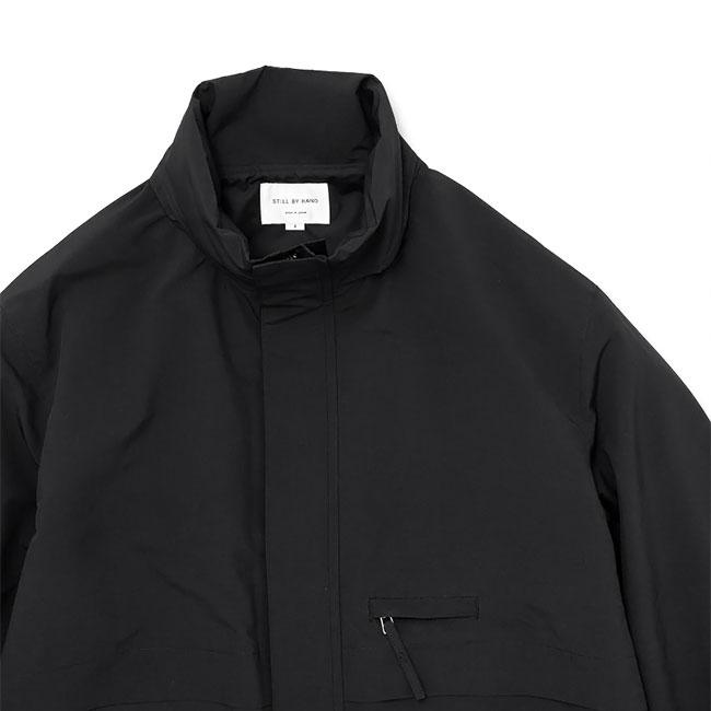 STILL BY HAND / BL08243ナイロンジャケットブラック 46 STILL BY HAND スティルバイハンド フード付き スタンドカラー