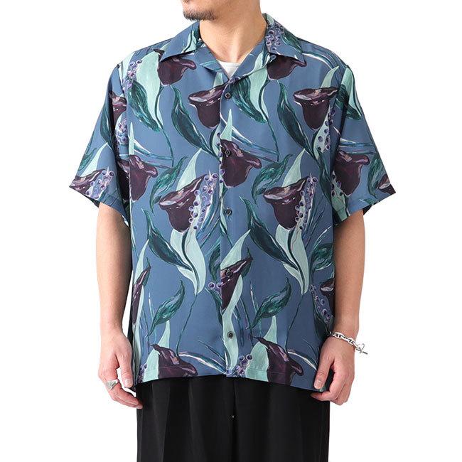 RAINMAKER 柄シャツ RAINMAKER レインメーカー 孔雀柄 ショールカラーシャツ RM231