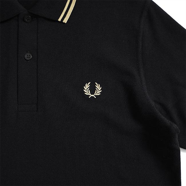 FRED PERRY M12 イングランド ロゴ 刺繍 鹿の子 黒 Fred Perry フレッドペリー イングランド製 M12 鹿の子