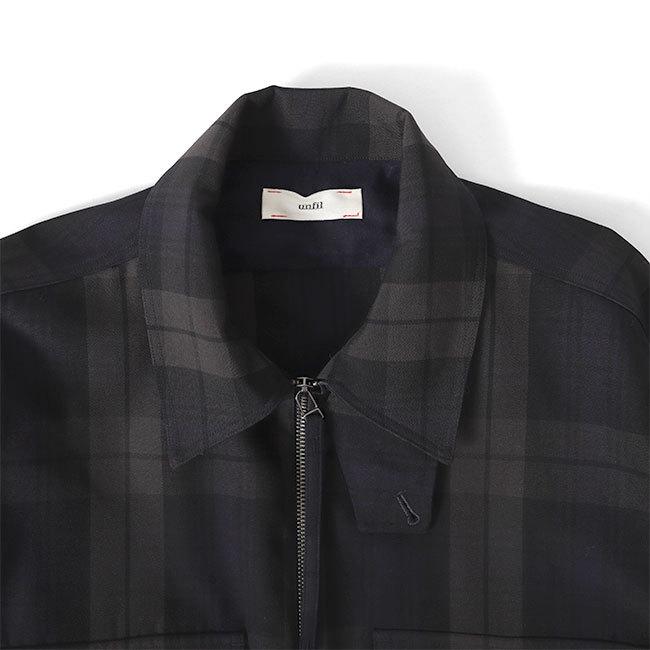 unfil アンフィル ウールギャバジン チェック ジップブルゾン
