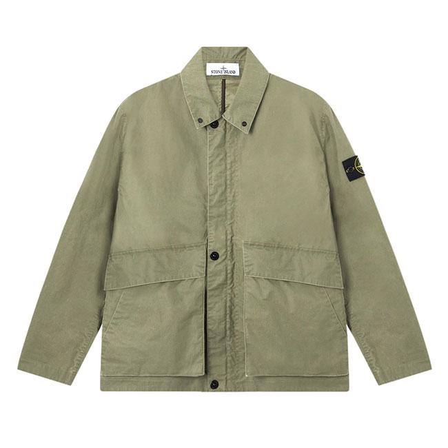 STONE ISLAND ストーンアイランド ワックスコーティング コーチジャケット 4100054 オリーブ ミリタリージャケット メンズの画像