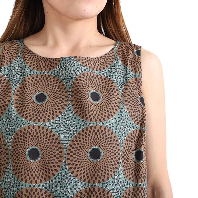 LE GLAZIK（ルグラジック） バティック 総柄 ノースリーブワンピース