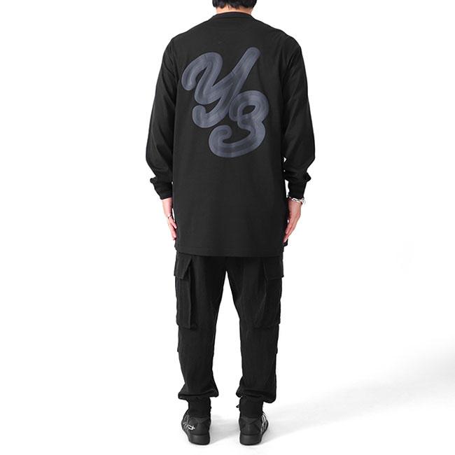 y-3 比翼ボタン　ロングシャツ　吸水性　ナイロン　ロゴ y3-100.jpg