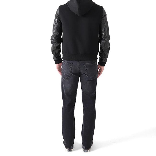 ◆美品◆EMMETI◆URBINO◆袖レザー◆フーデッドブルゾン◆ブラック◆46 EMMETI エンメティ URBINO ウルビーノ ナッパレザー フーディー