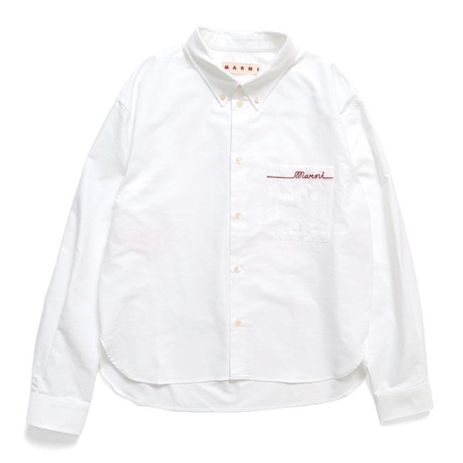 MARNI マルニ メンディングロゴ オックスフォードシャツ CUMU0366QS UTC566 胸ポケット ホワイト 白 メンズの画像