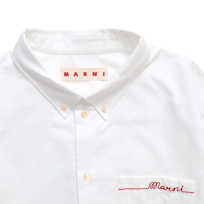 MARNI マルニ メンディングロゴ オックスフォードシャツ CUMU0366QS UTC566 胸ポケット ホワイト 白 メンズの画像
