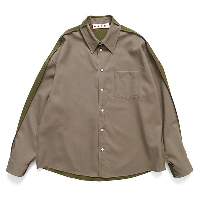 MARNI マルニ トロピカルウール パッチワークシャツ CUMU0375Q0 UTW83 長袖シャツ メンズの画像