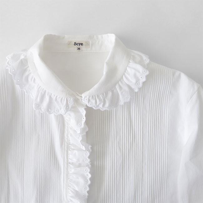Drawer Scyeサイ　ピンタックフリルシャツ　白 Drawer（ドゥロワー）の「〈Scye(サイ）〉 PIN TUCK SHIRT（シャツ