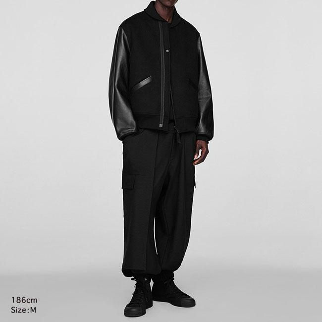 Y-3 ワイスリー レターマンジャケット JX7338 袖レザー