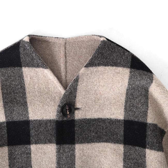 LE GLAZIK ルグラジック ウール リバーシブル カラーレスコート