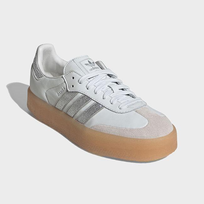 adidas originals アディダスオリジナルス SAMBAE W サンベイ ラインストーン IH4046 白 サンバ 厚底 スニーカー シューズ レディースの画像