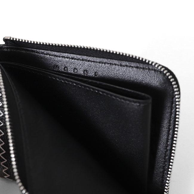 MARNI マルニ ロゴ刺繍 ジップアラウンド レザーウォレット PFMI0095Q2