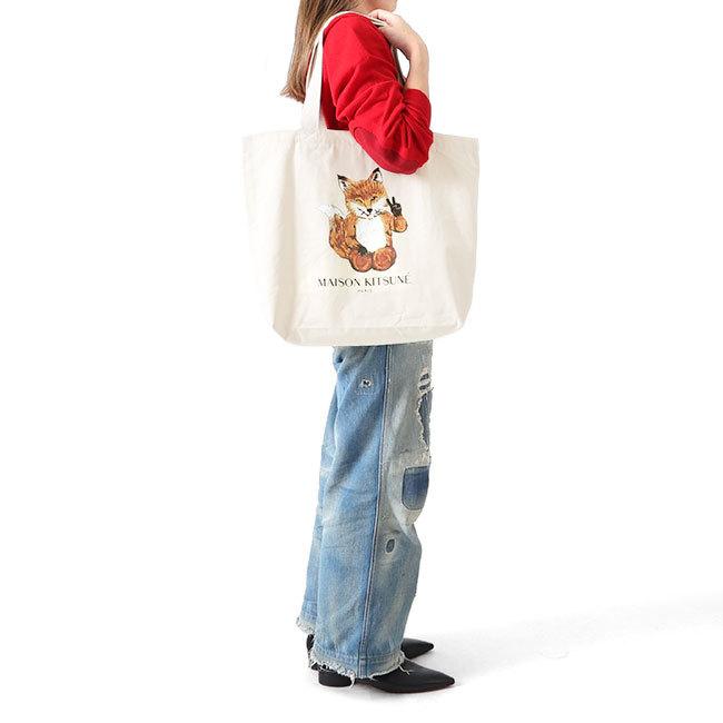 新品　maison kitsuné メゾンキツネ　トートバッグ ホワイト 楽天市場】メゾンキツネ MAISON KITSUNE トートバッグ ホワイト