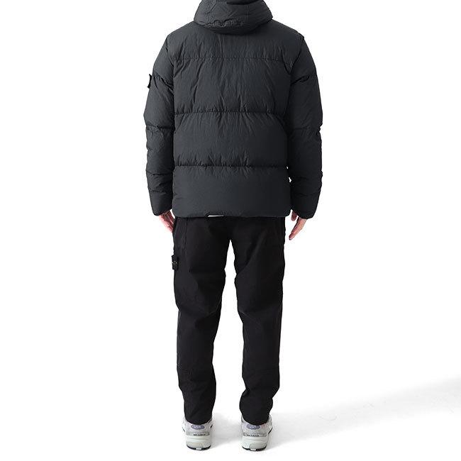 STONE  フード付きダウンジャケット Stone Island フーデッド ダウンジャケット | ブラック