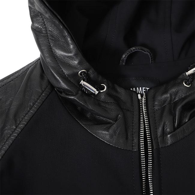EMMETI エンメティ SANDRO サンドロ ナッパレザー × ジャージージャケット 黒 メンズの画像