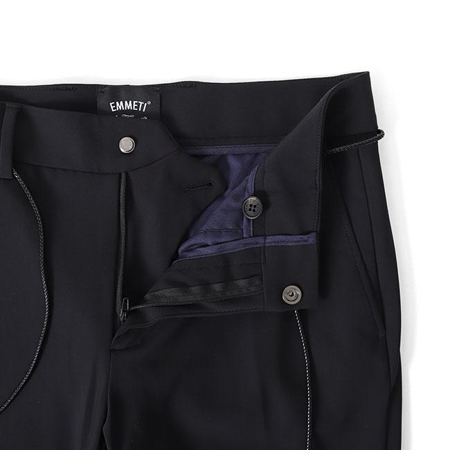 本日限定価格 極美品 EMMETI 地厚 ハイパーストレッチ パンツ 48 黒 EMMETI エンメティ PANT 2 SENS ネオプレン ストレッチ テーパード
