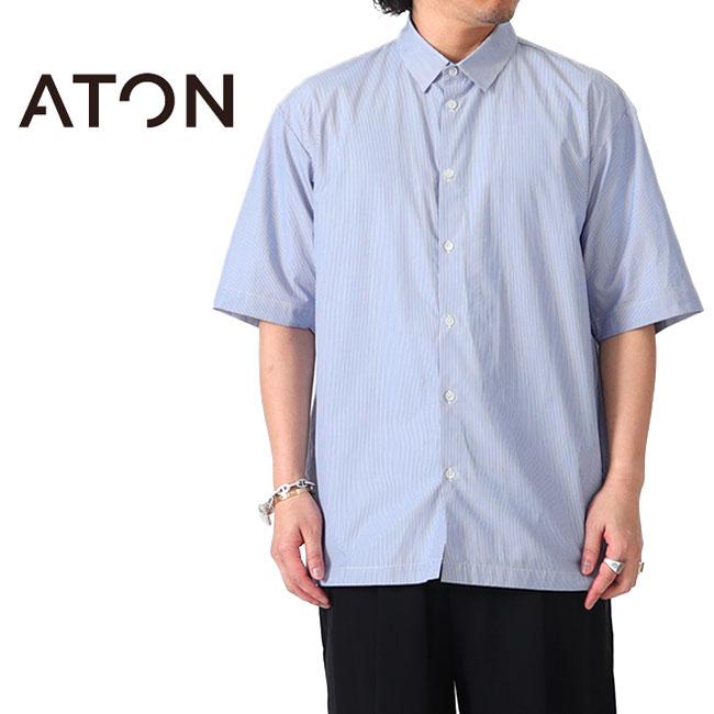 SALE] ATON エイトン ギザストライプ オーバーサイズシャツ BLAGCM1400