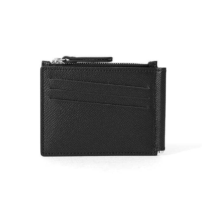Maison Margiela ブラックレザーマネークリップ 黒 メゾンマルジェラ Maison Margiela 財布 二つ折り財布