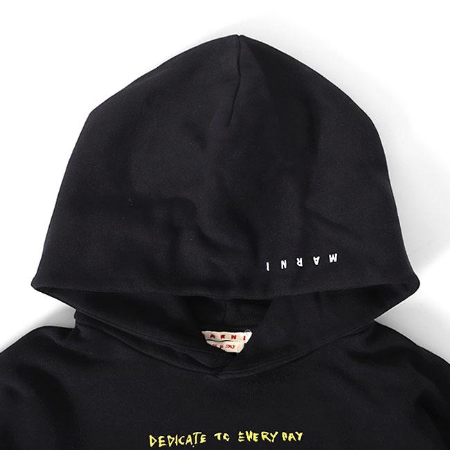 MARNI マルニ メッセージロゴ プルオーバー スウェットパーカー FUMU0067 PEUSCV83 黒 メンズの画像